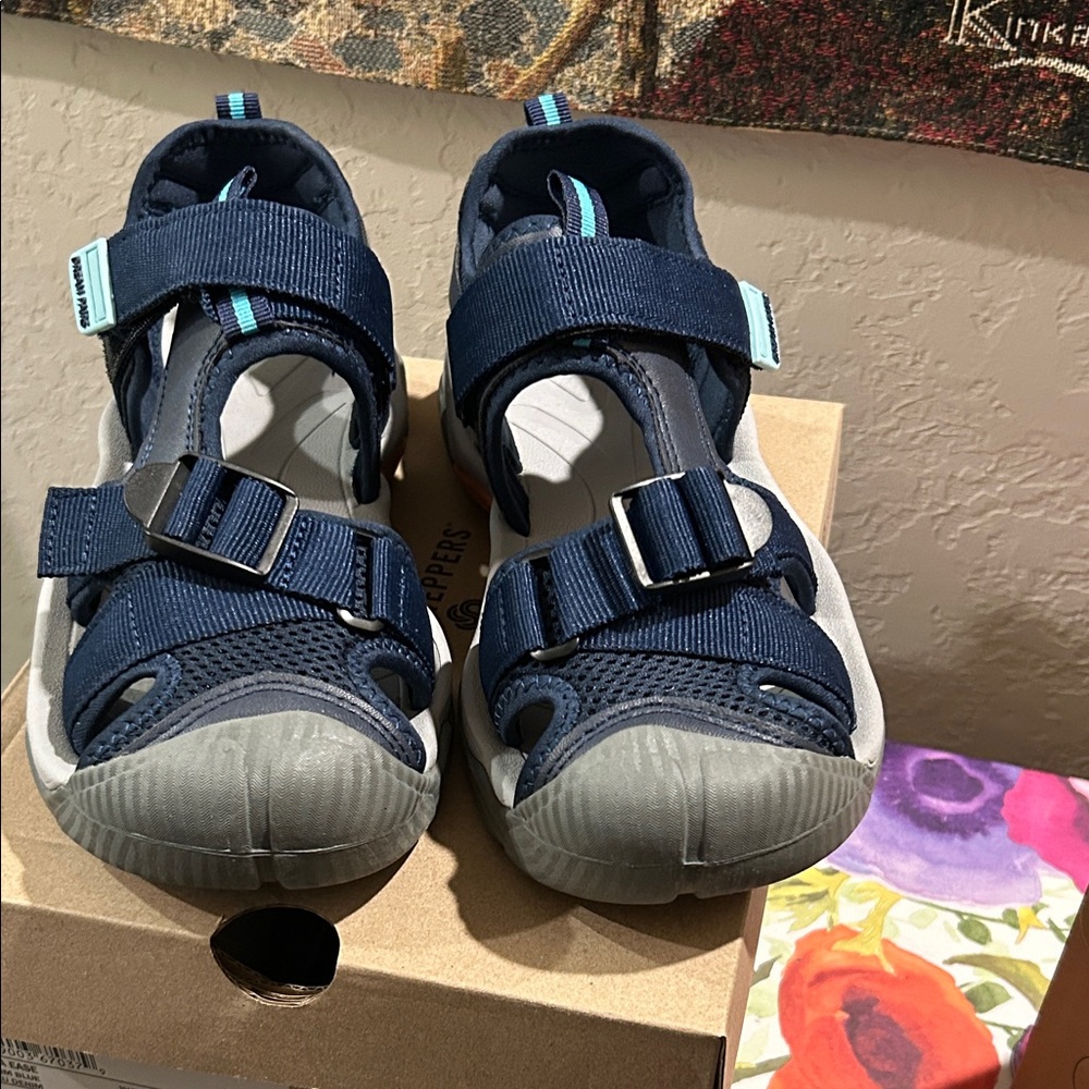 Navy and Gray Sandals